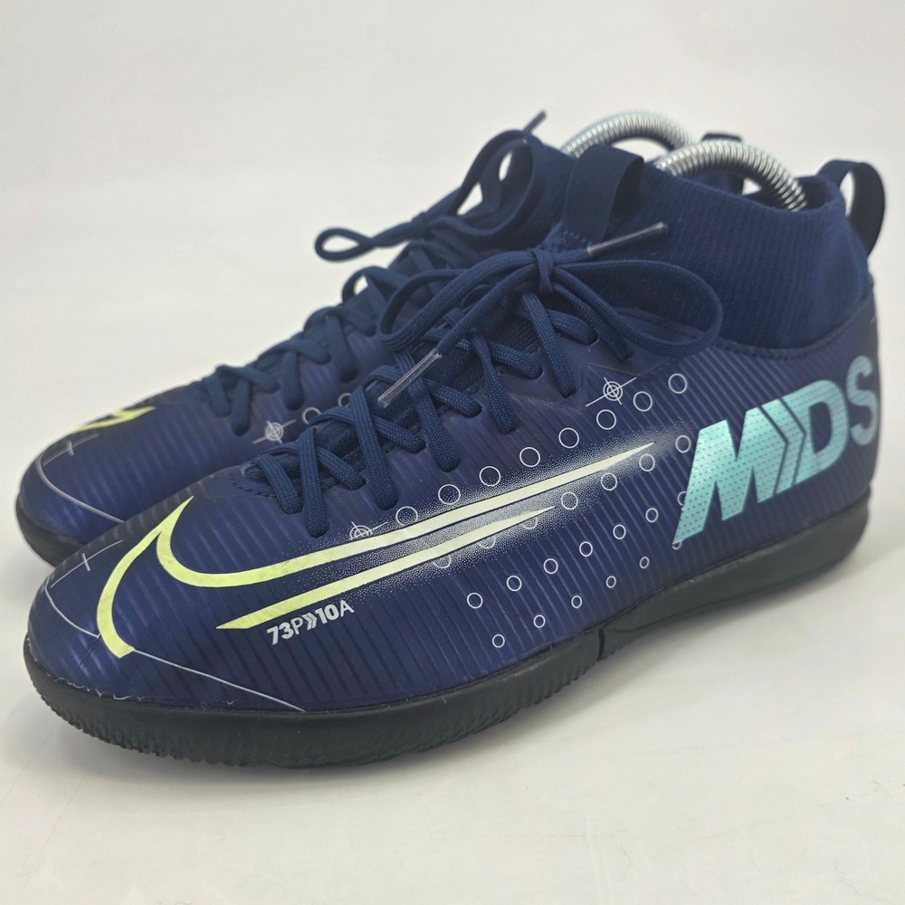 NIKE MERCURIQL SUPERFLY 7 ACADEMY MDS SOCCER SHOES KIDS SIZE 5.5Y WOMENS 7 BLUE